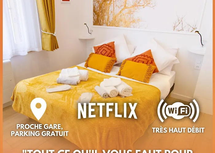 Promenade D\'Automne - Netflix & Wifi - Climatisation- Parking Gratuit - Check-In 24H24 - Emplacement Velos - Goodmarning